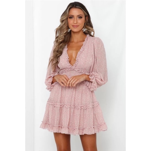 Pink Chiffon Ruffle Open Back Mini Dress - Picture 3 of 7